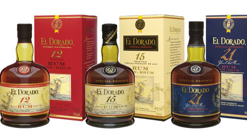 Bottles of El Dorado Rum 12, 15, 21 year